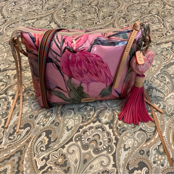 Consuela Handbags - New Rare Consuela Downtown Pink Flamingo Crossbody with Heart Natasha Charm